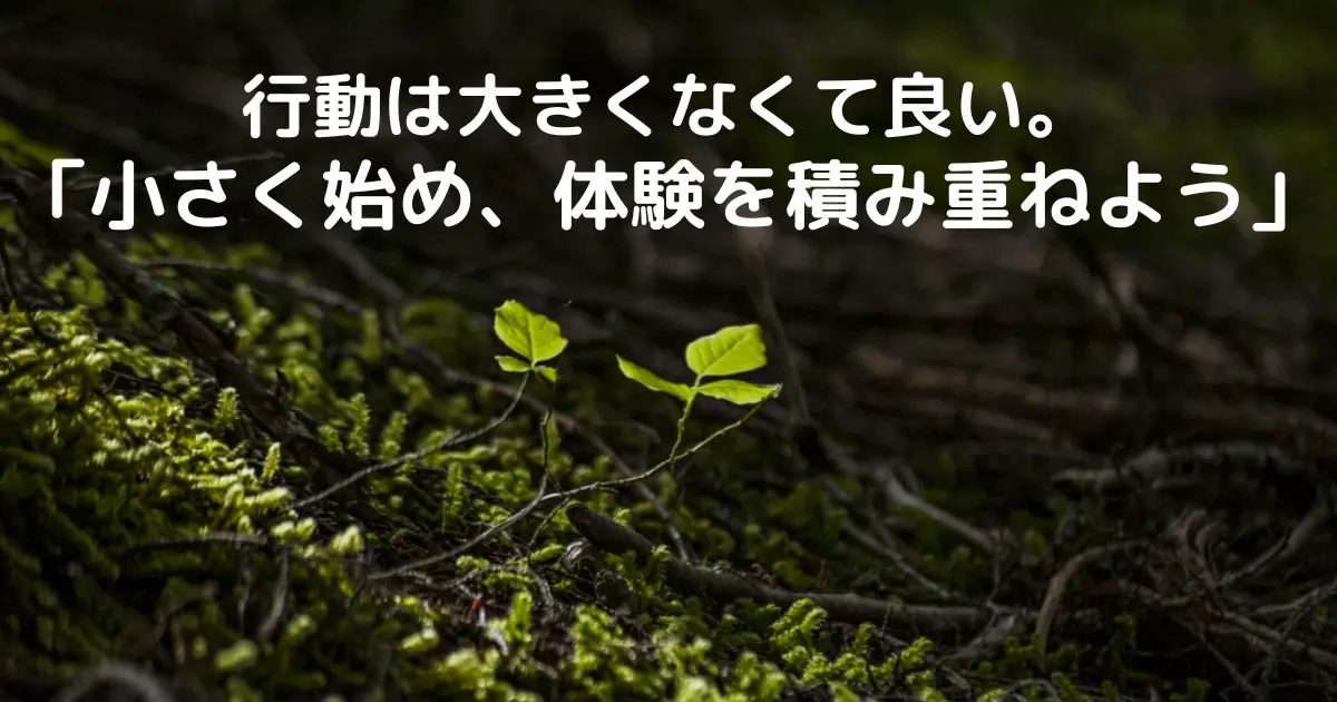 行動は大きくなくて良い。「小さく始め、体験を積み重ねよう」